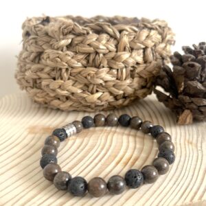 Bracelet Bronzite/Pierre de lave