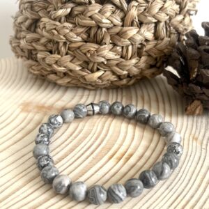 Bracelet Jaspe feuille d'argent