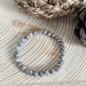 Bracelet Jaspe Feuille d'argent