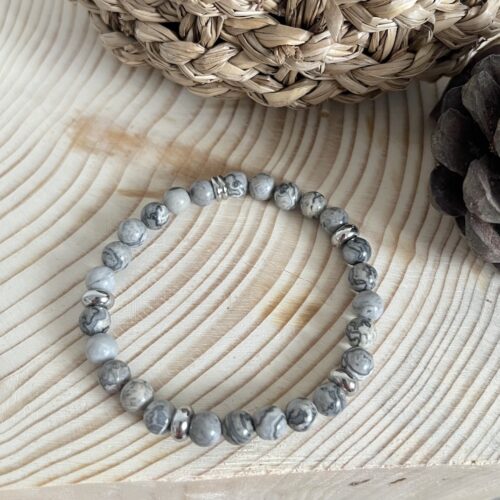 Bracelet Jaspe Feuille d'argent