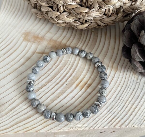 Bracelet Jaspe Feuille d'argent