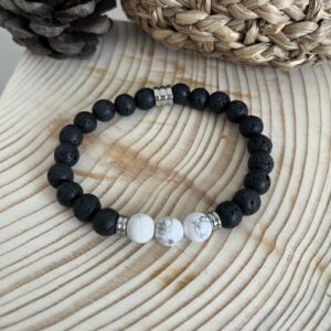 Bracelet Pierre de lave/Howlite